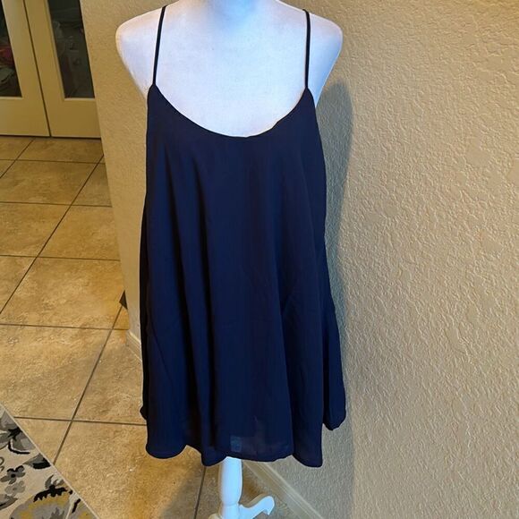 Tigerlilly Women’s 8 Low Back Slip Dress Navy Blue Simple Minimalist Flowy New - Picture 15 of 15